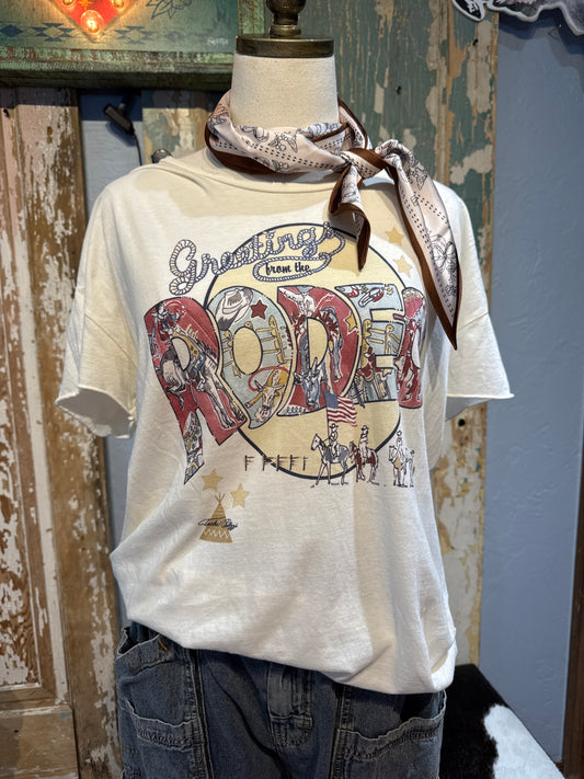 Greetings From the Rodeo Distressed Tee