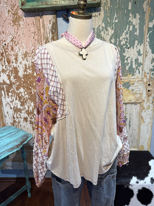 Purple Patchwork Long Sleeve Top