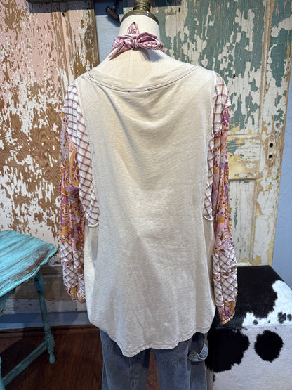 Purple Patchwork Long Sleeve Top
