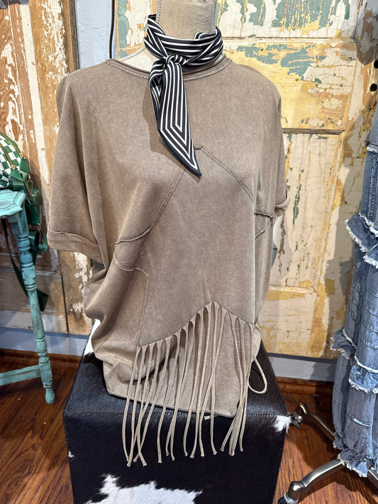 Easel Star Fringe Top