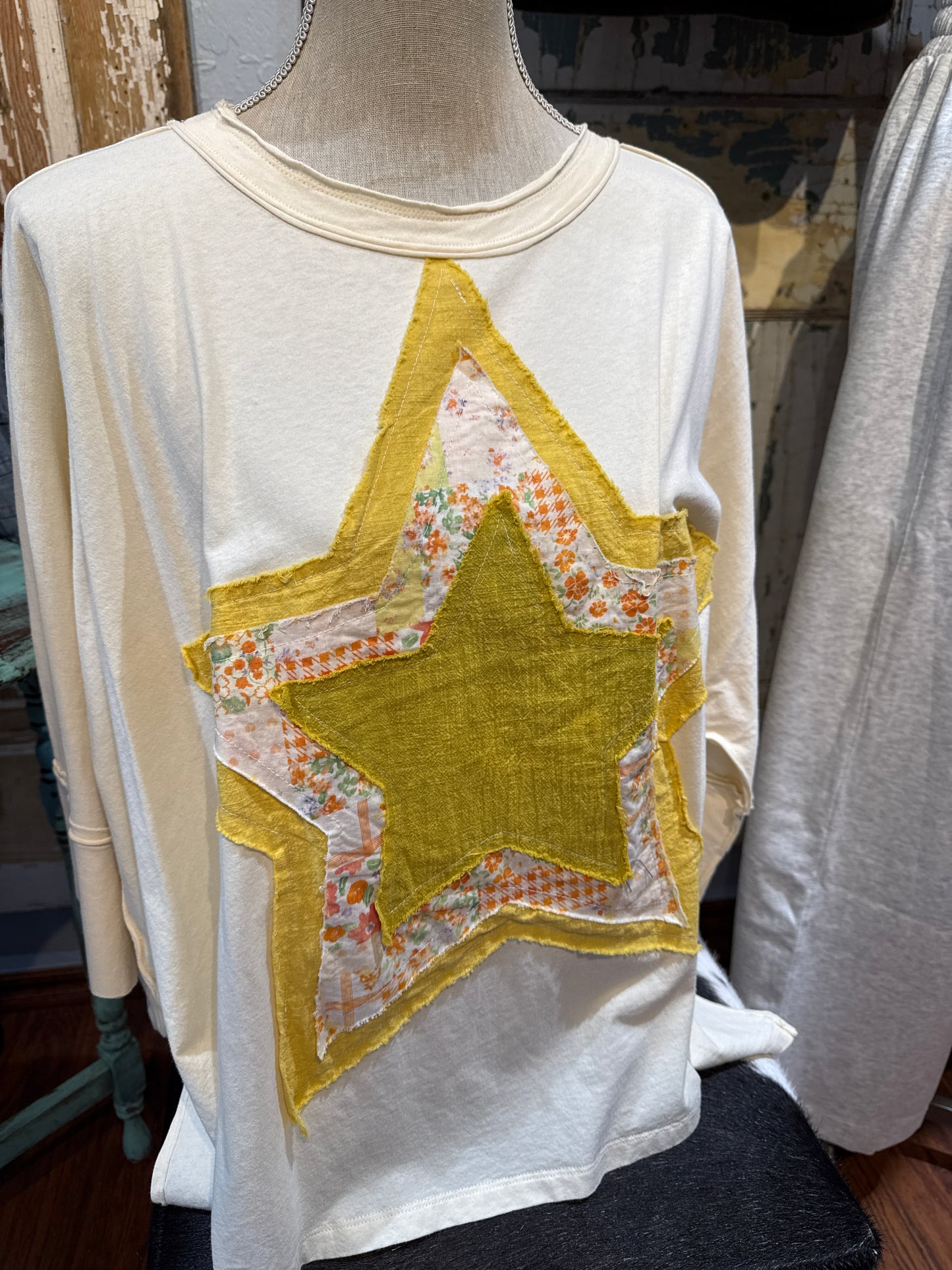 Star Patchwork 3/4 Sleeve Top
