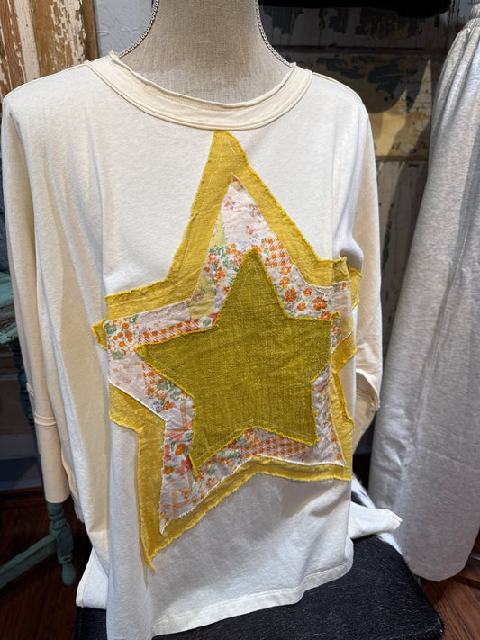 Star Patchwork 3/4 Sleeve Top
