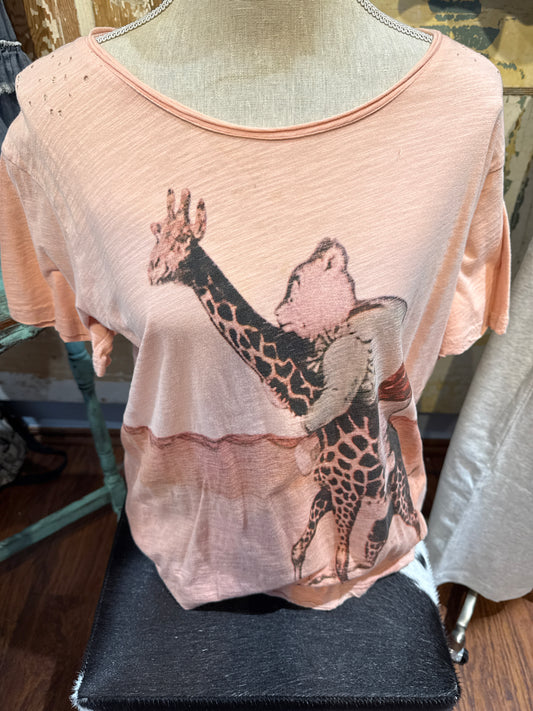 Jaded Gypsy Giraffe and Bear Distressed Tee