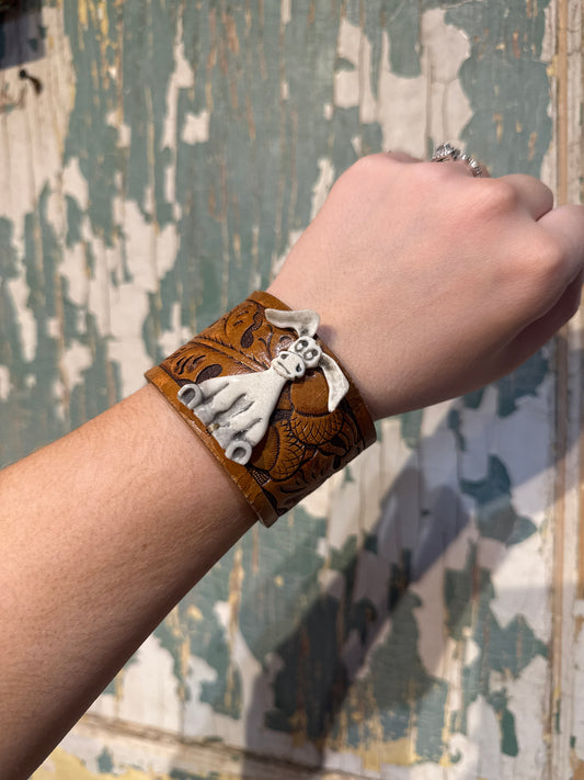 Donkey Hand Carved Moose Antler Shed on Cuff