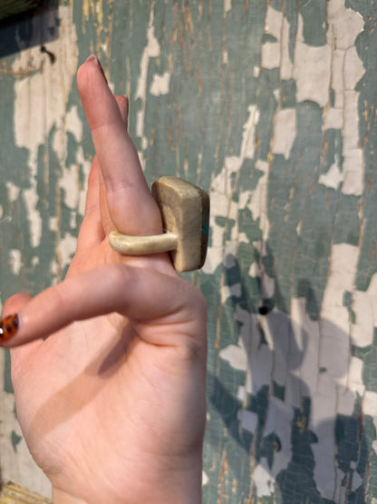 Turquoise Hand Carved Moose Antler Shed Ring Size 7 - 7 1/2