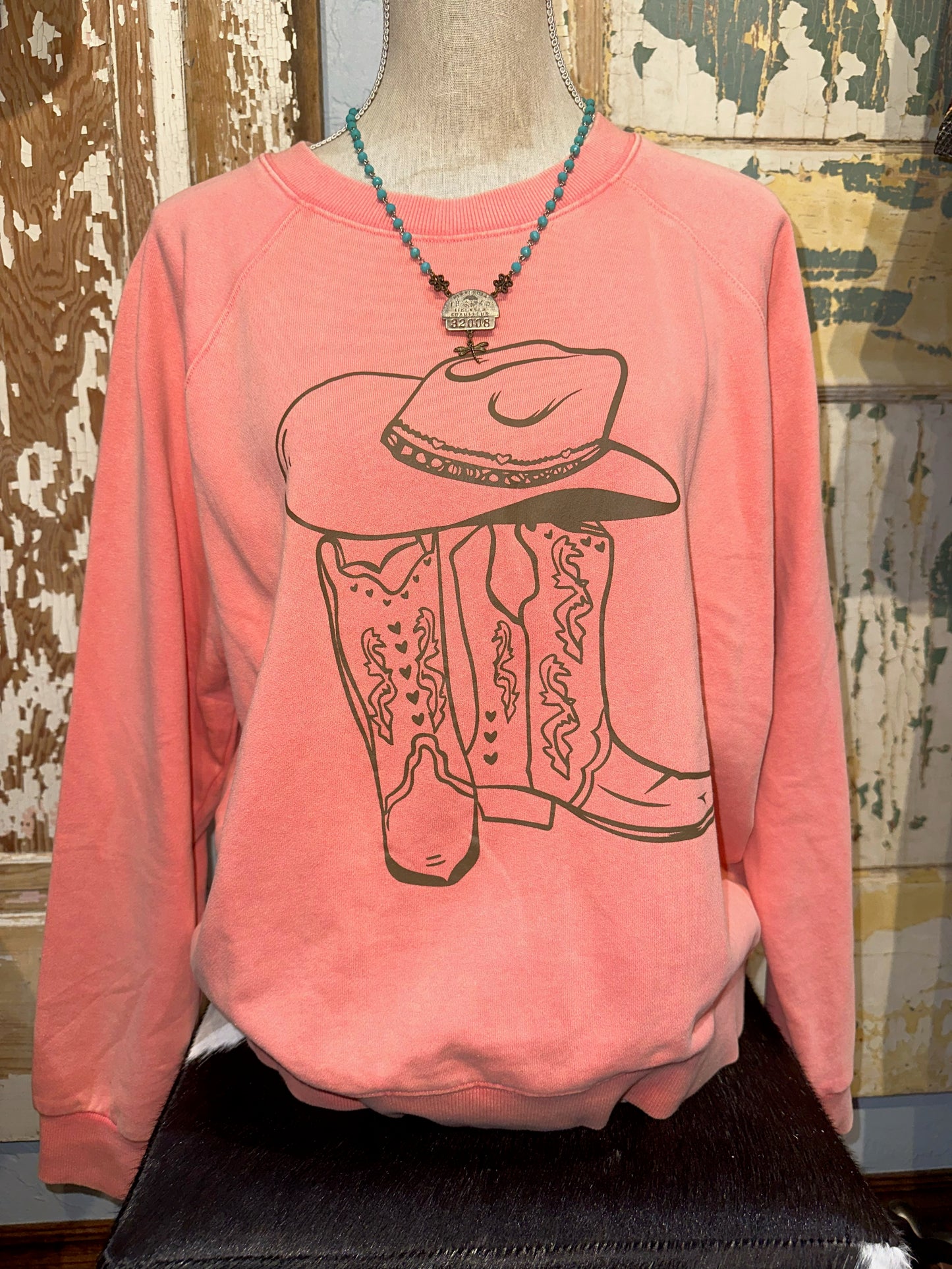 Easel Pink Boot Sweatshirt