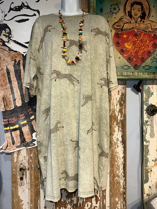 Vintage Olive Leopard Dress