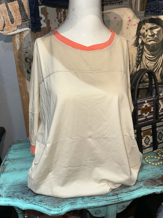 Easel Tan and Pink Layering Tee