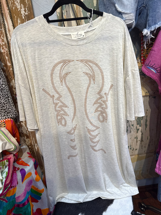 Grey & Tan Boot T-Shirt Dress