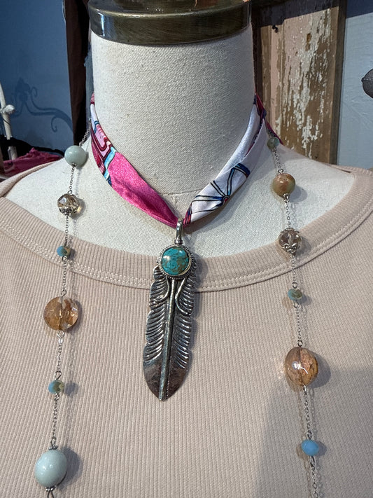 Tibetan Turquoise Feather Pendant