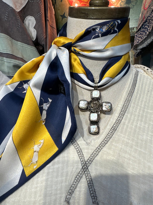 Tibetan Mother of Pearl Cross Pendant