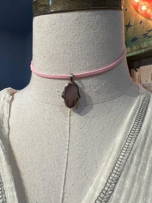 Tibetan Mother of Pearl Hamsa Pendant