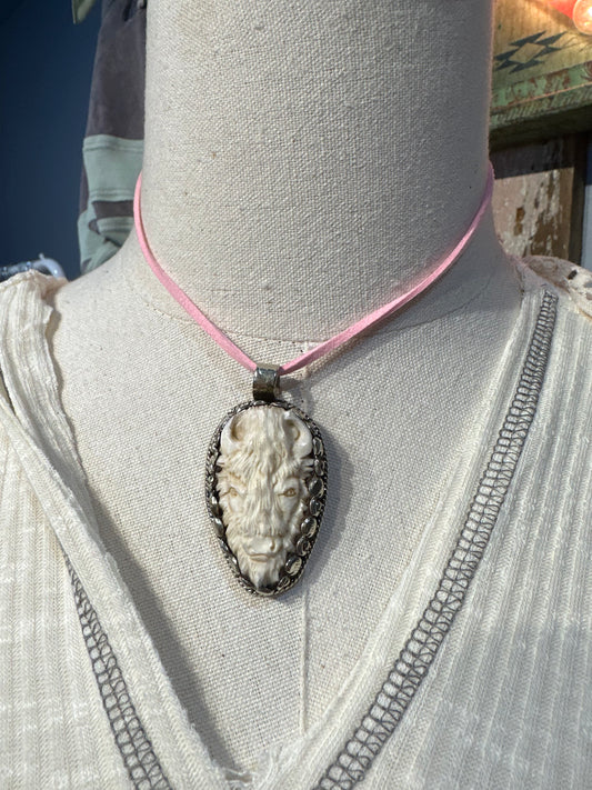 Tibetan Bone Buffalo Pendant