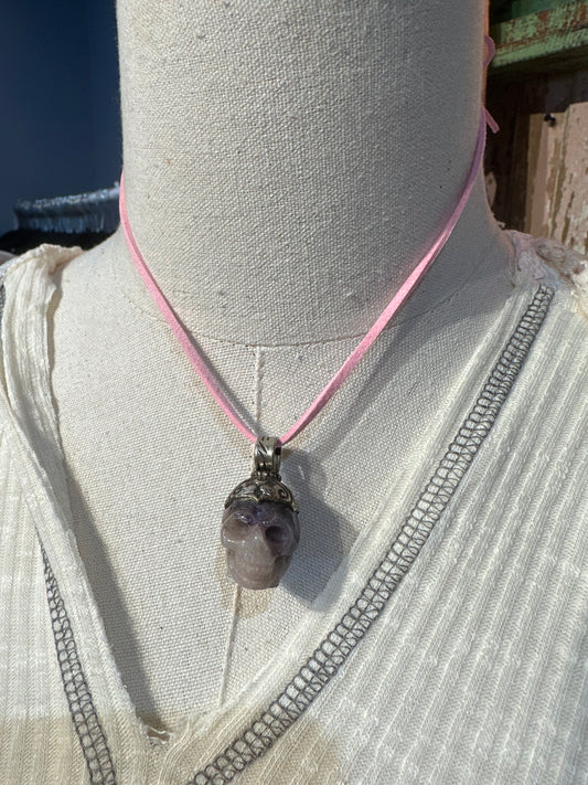 Tibetan Purple Amethyst Skull Pendant
