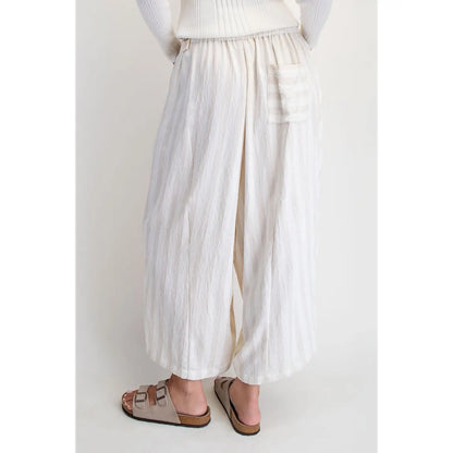 Natural Stripe Wide Leg Cropped Pants