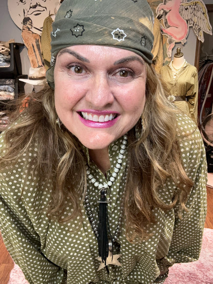 Jaded Gypsy Sweet Nothings Top Olive Dot