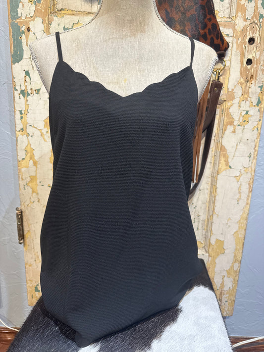 Black Scalloped Tank