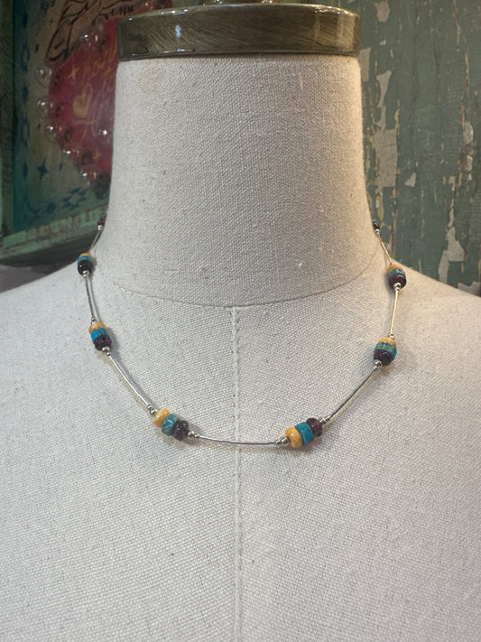 Liquid Sterling Silver & Mixed Stone Necklace