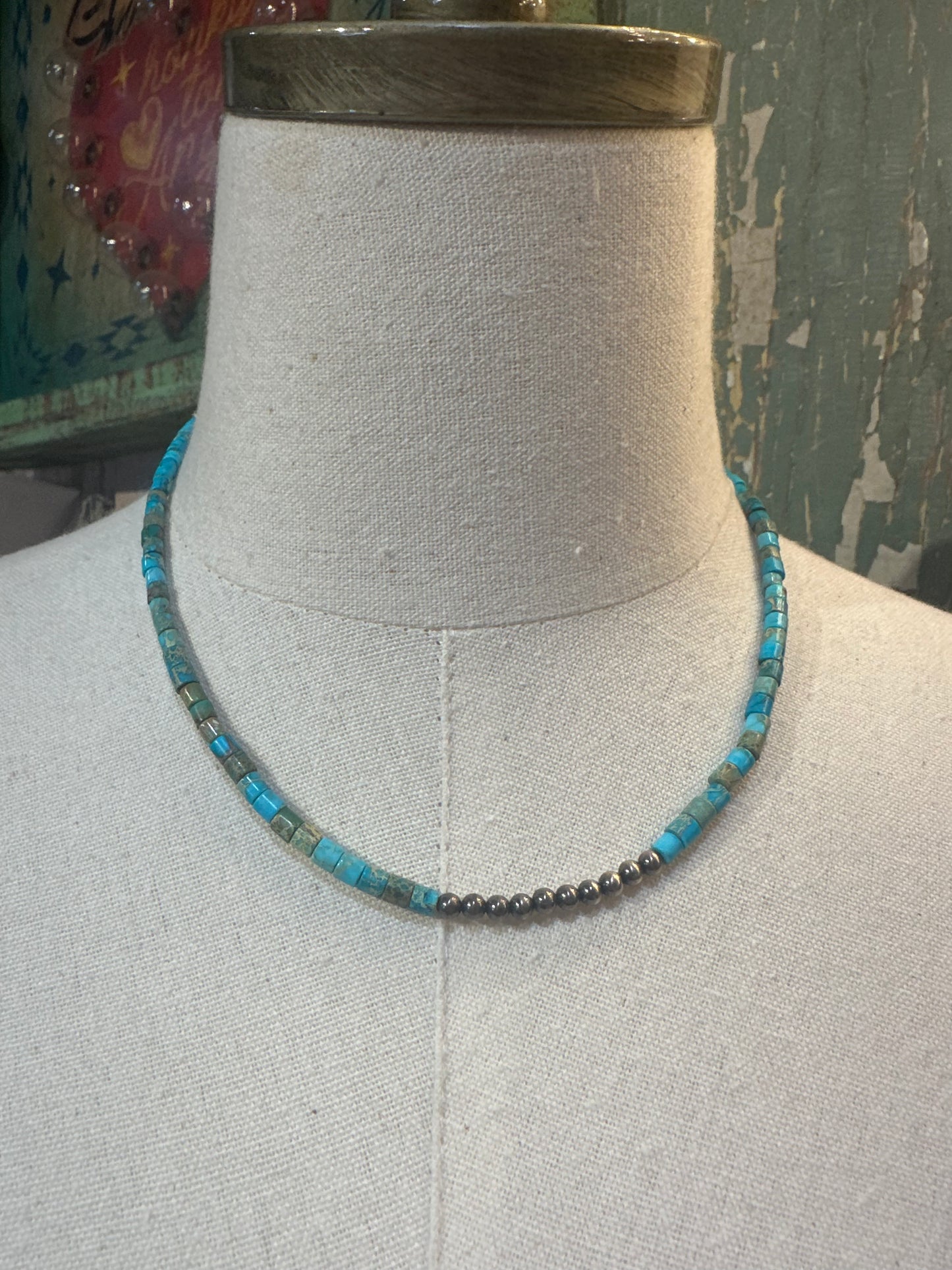 Turquoise & Silver Pearl Layering Necklace