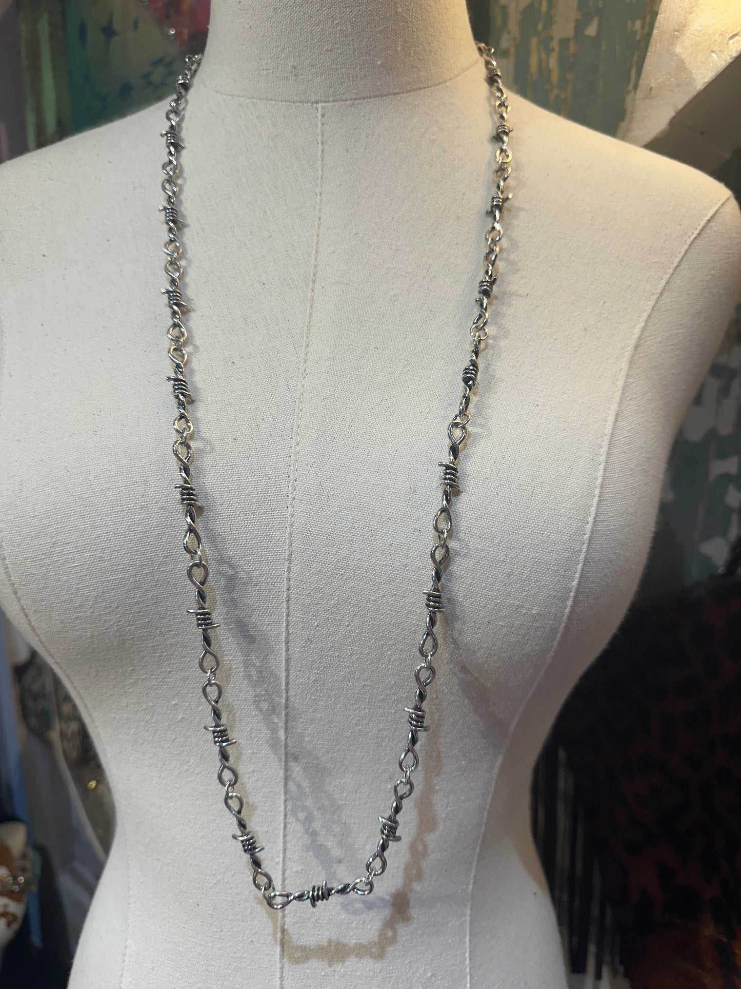 Inspired Silver Barbed Wire Necklace