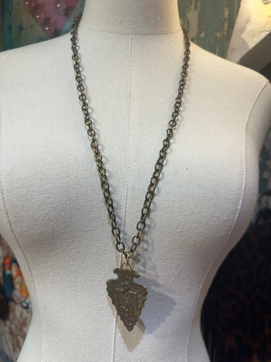 Bronze Arrowhead Necklace