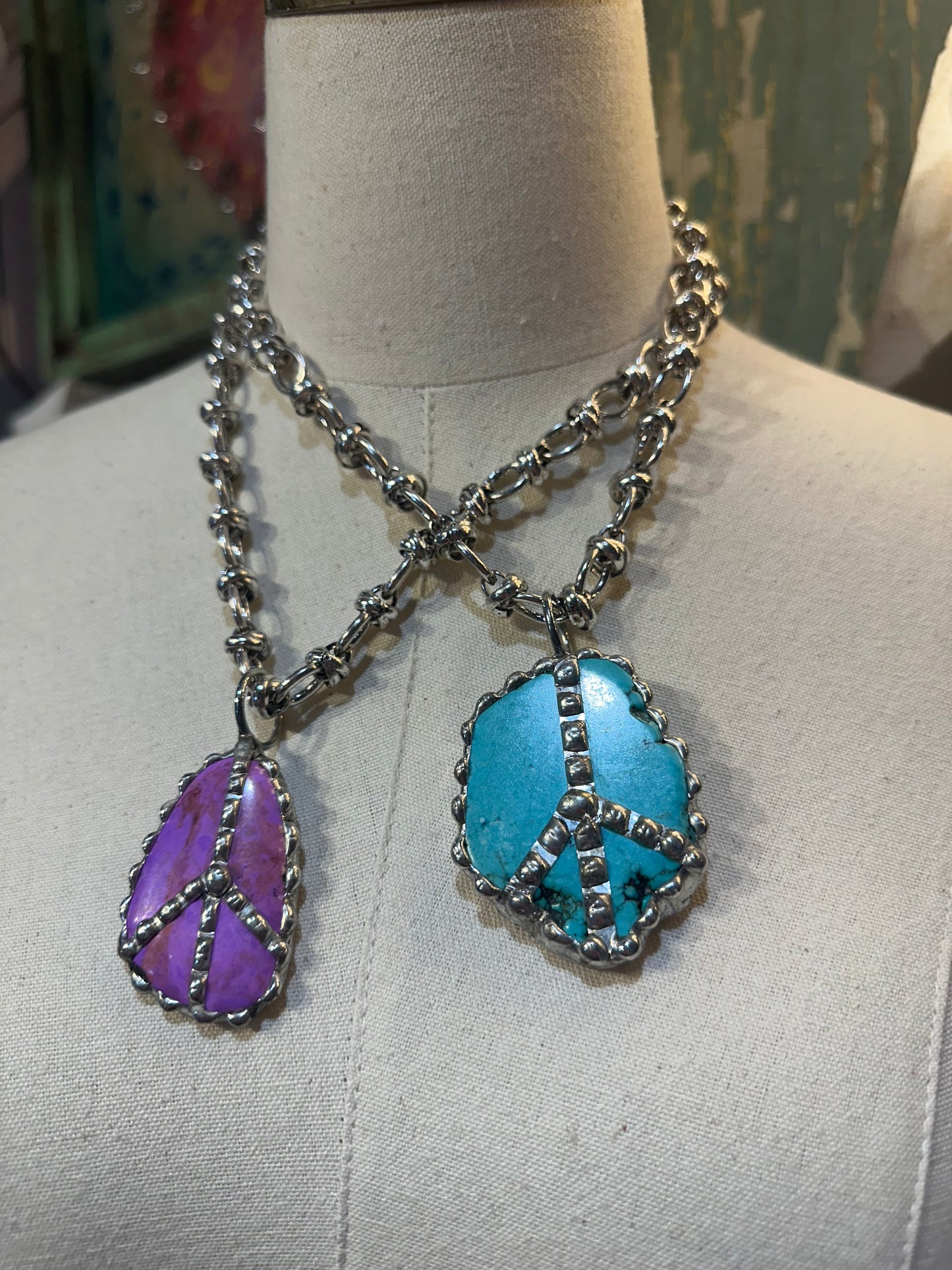 Inspired Stone Peace Sign Necklaces