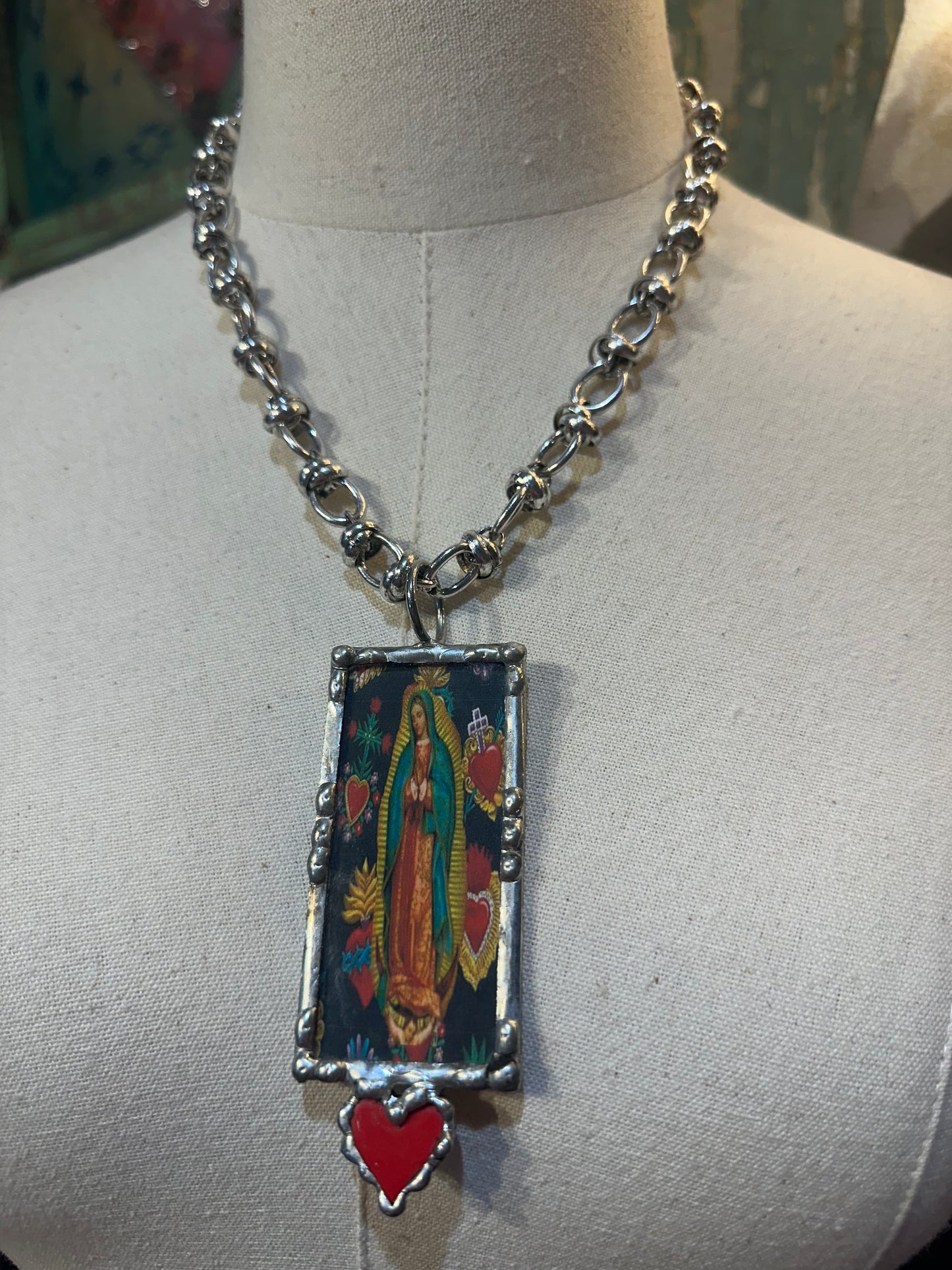 Lady of Guadalupe Heart Necklace