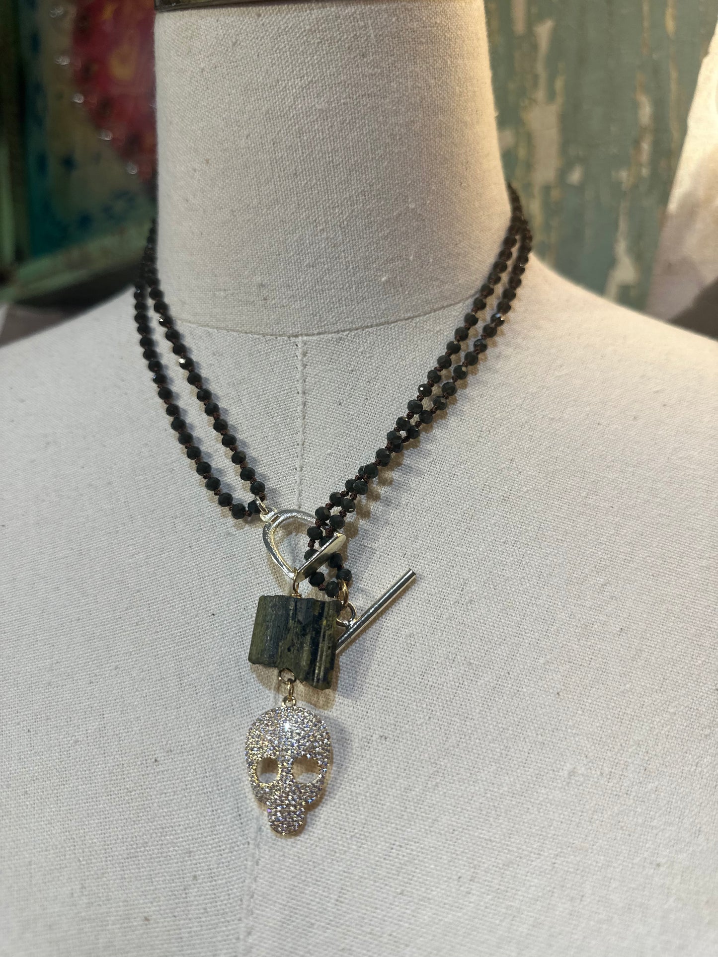 Double Strand Bling Skull Necklace