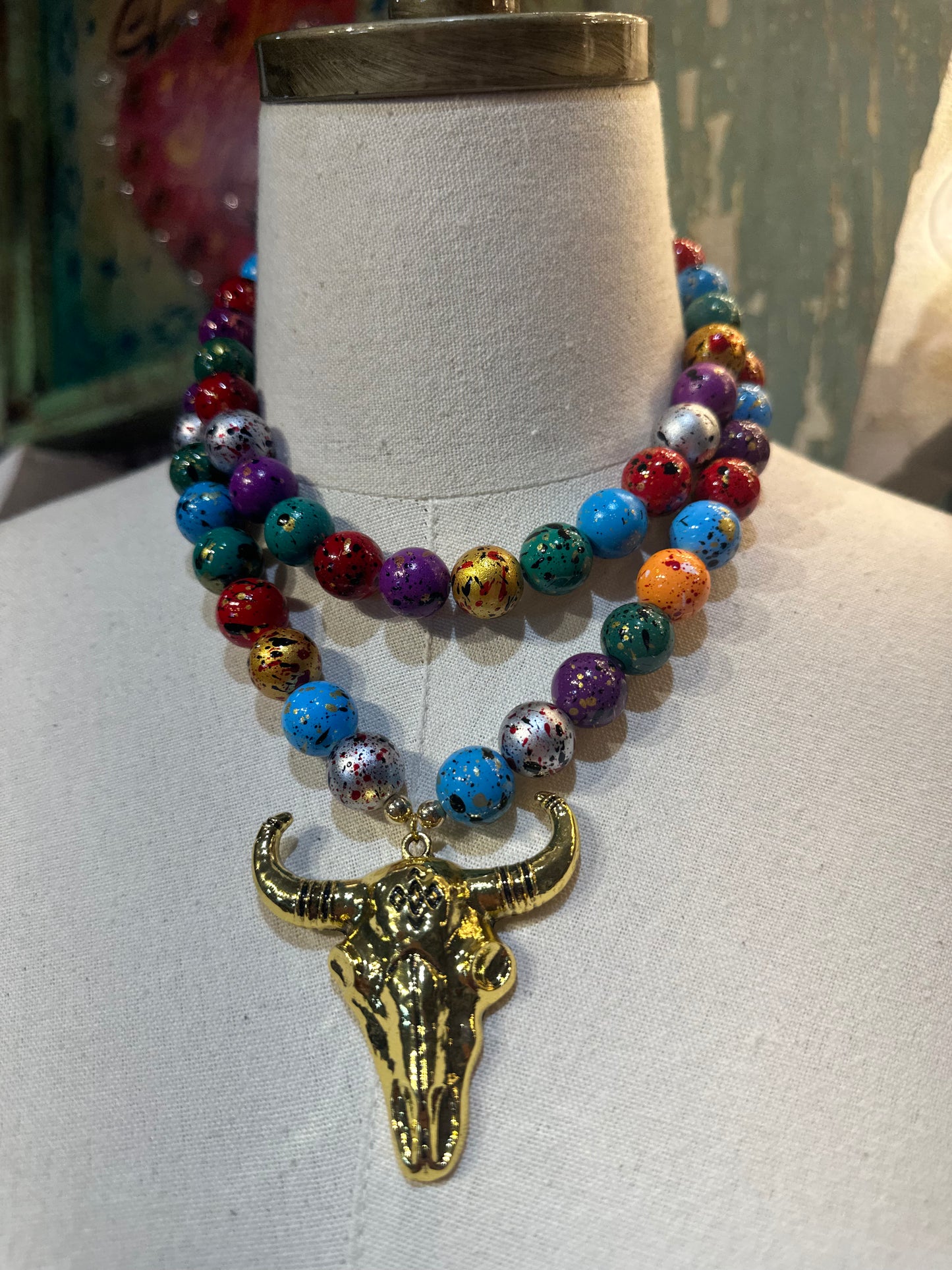 Colorful Bead Longhorn Necklace