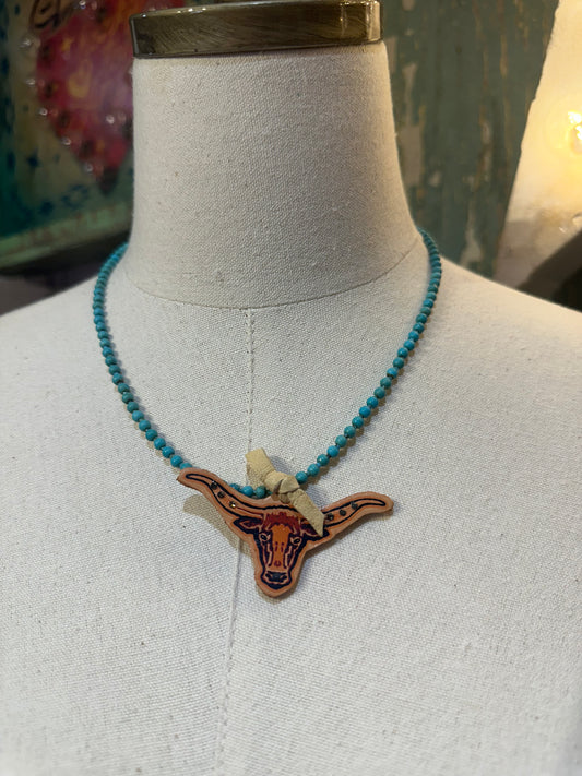 Leather Longhorn Necklace