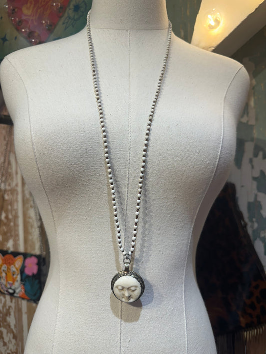 Tibetan Bone Moon Necklace