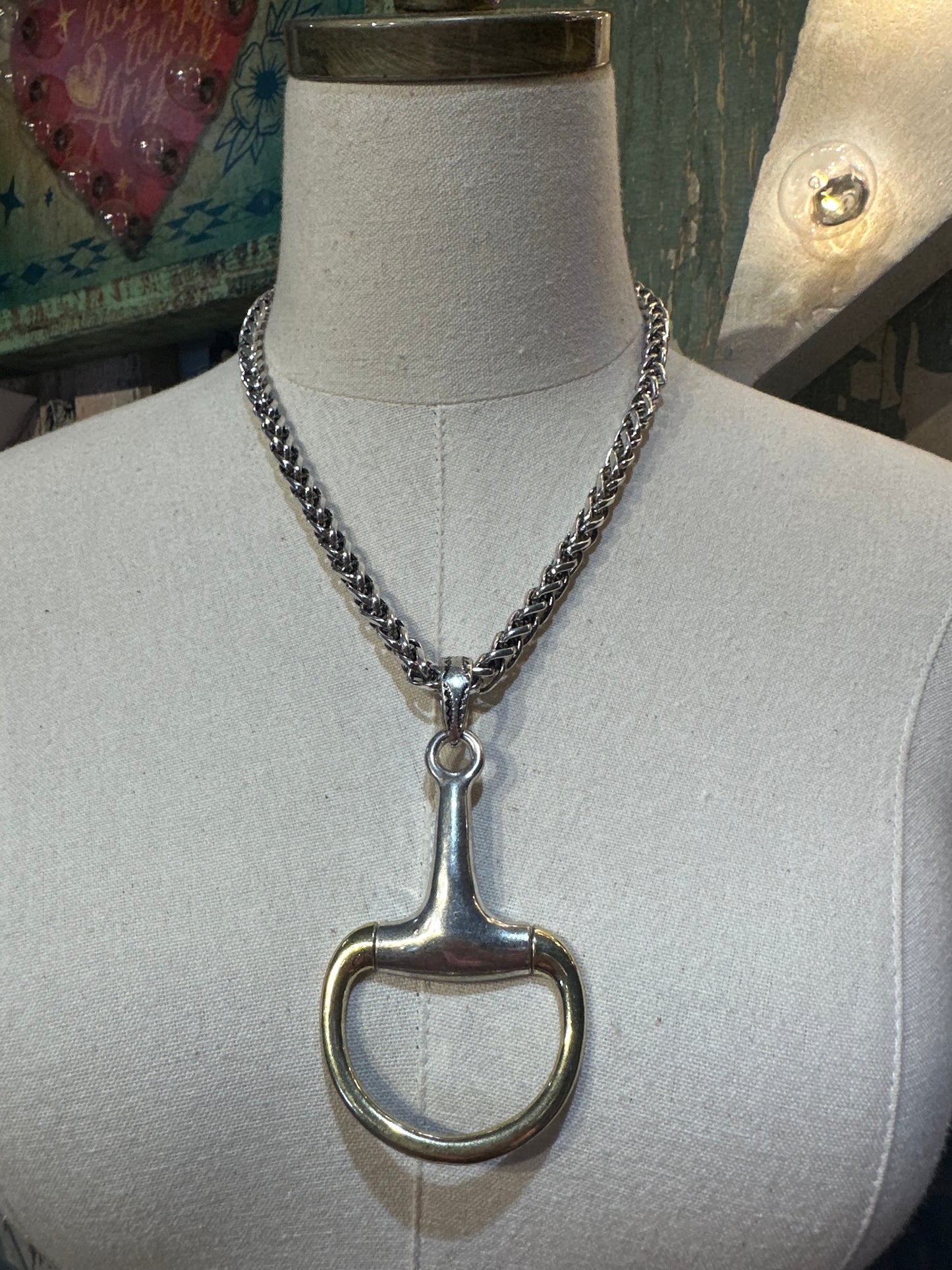 Large Mixed Metal Horse Bit Necklace