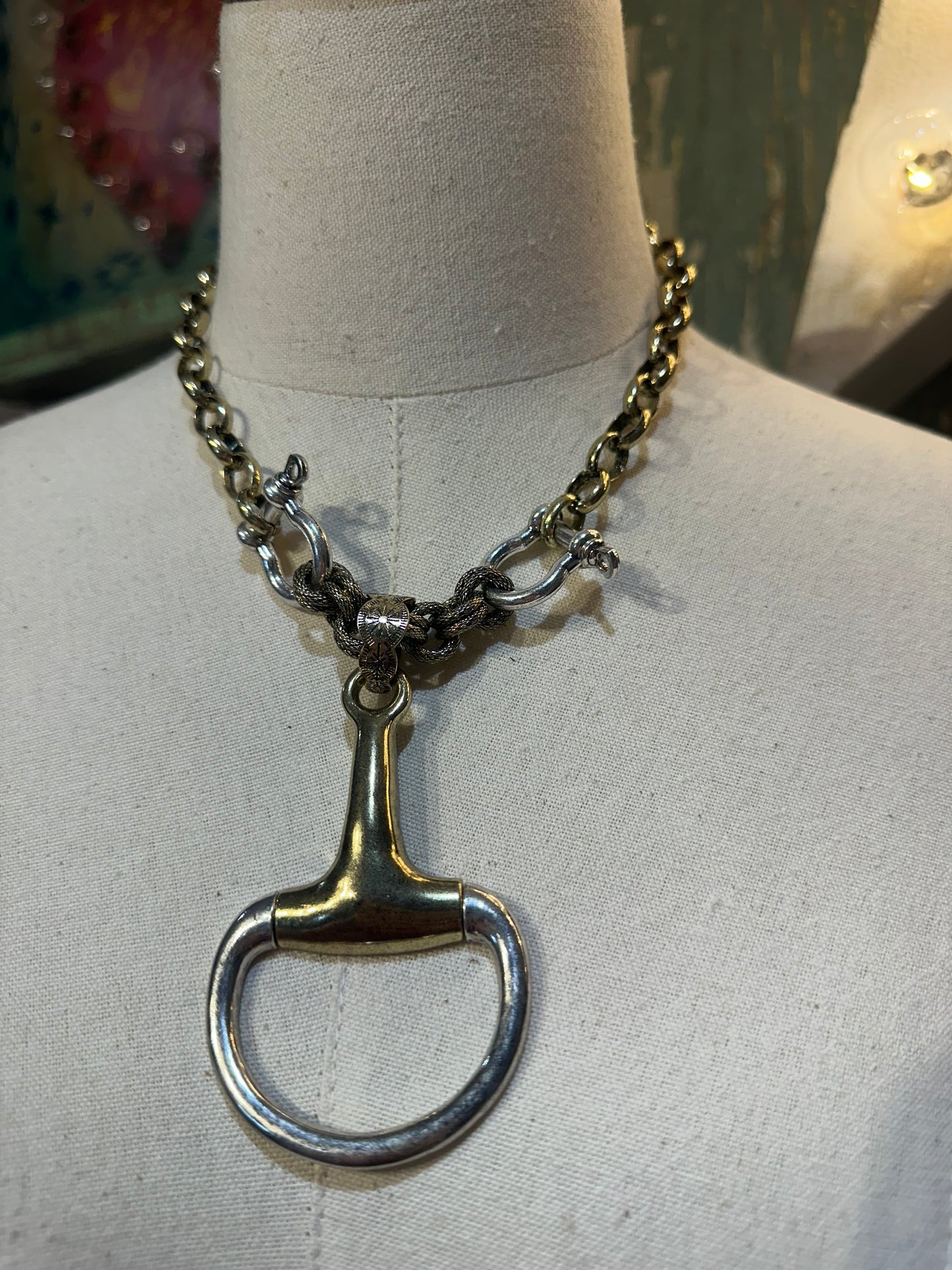 Large Mixed Chain Horse Bit Necklace