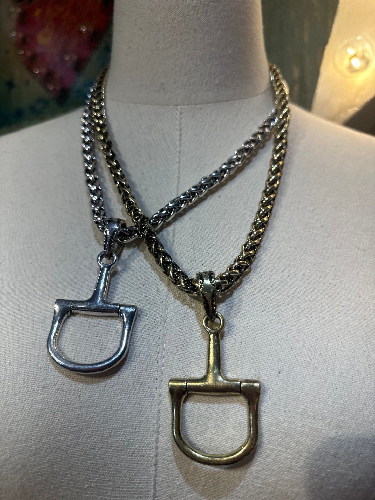 Medium Solid Metal Horse Bit Necklace