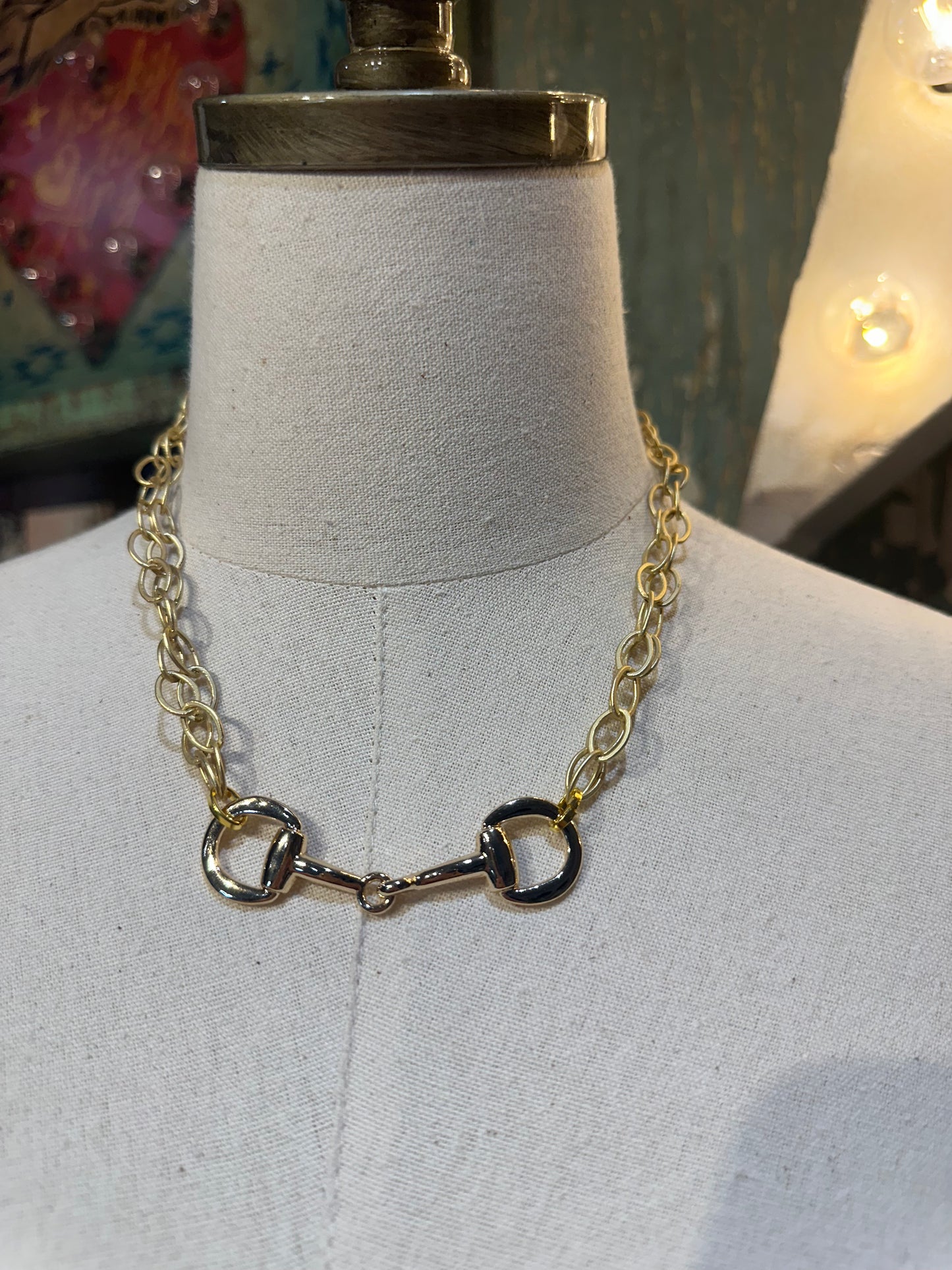 Inspired Gold Horse Bit Necklace