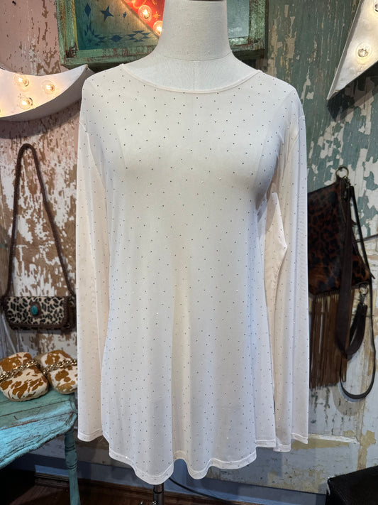 Sparkly White Mesh Top
