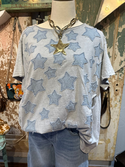 Blue Velvet Star Front Tee