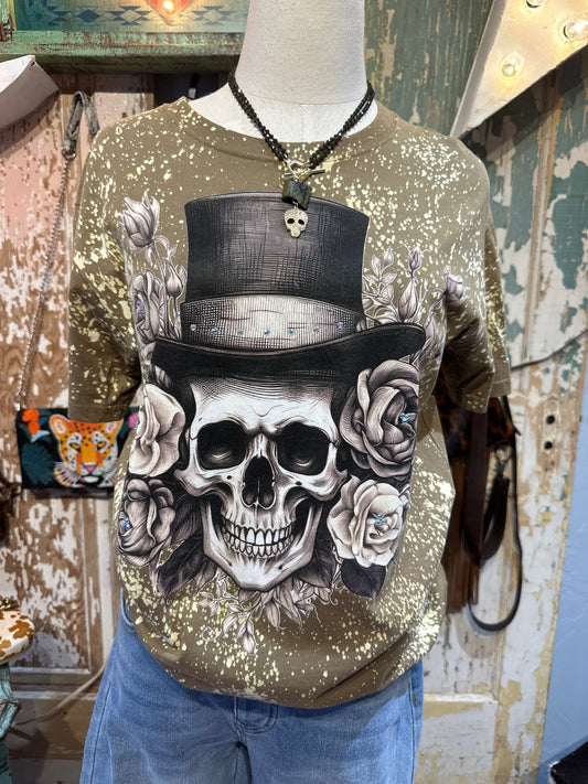 Olive Skull Tee