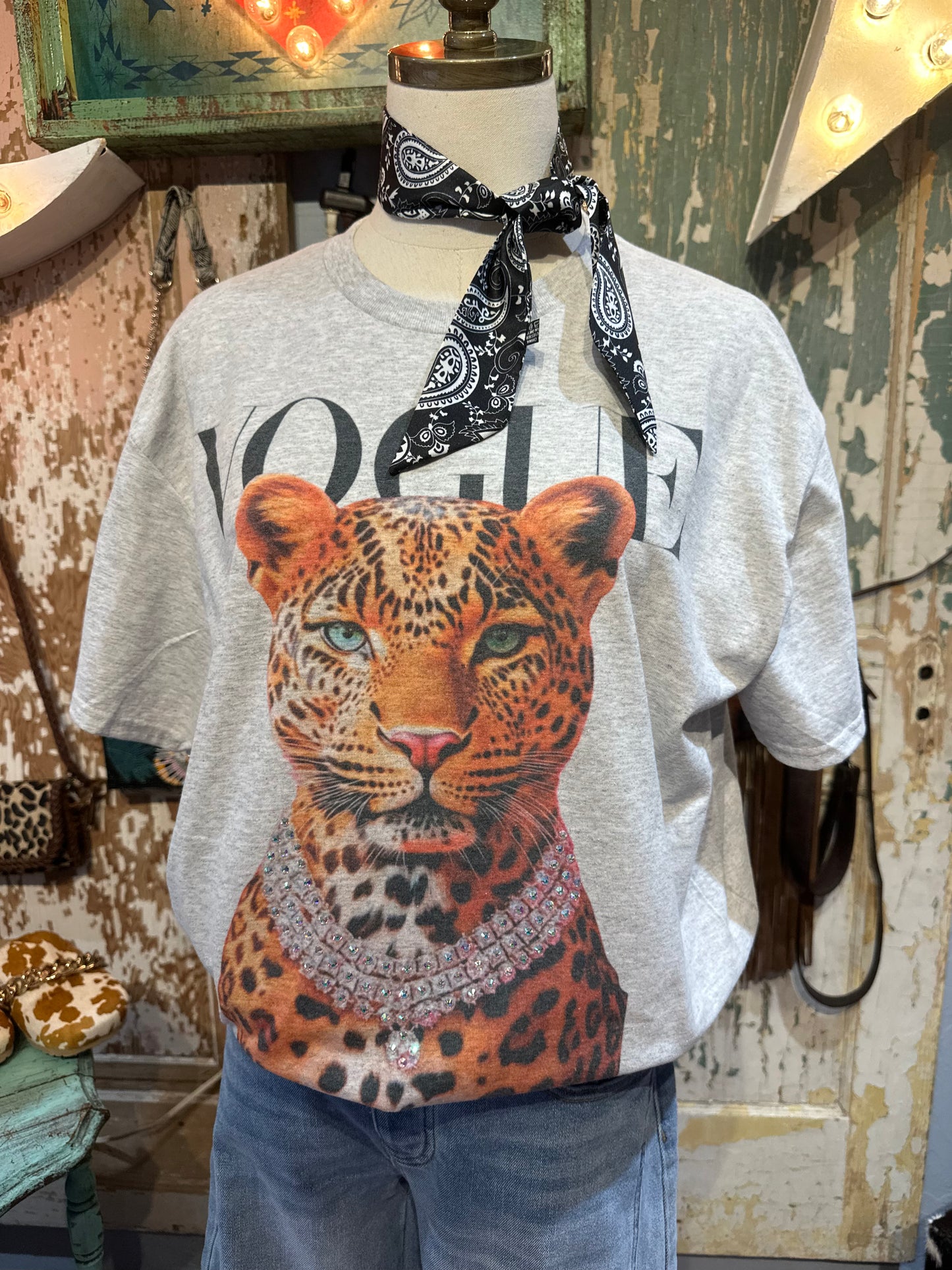 Vouge Cheetah Bling Tee