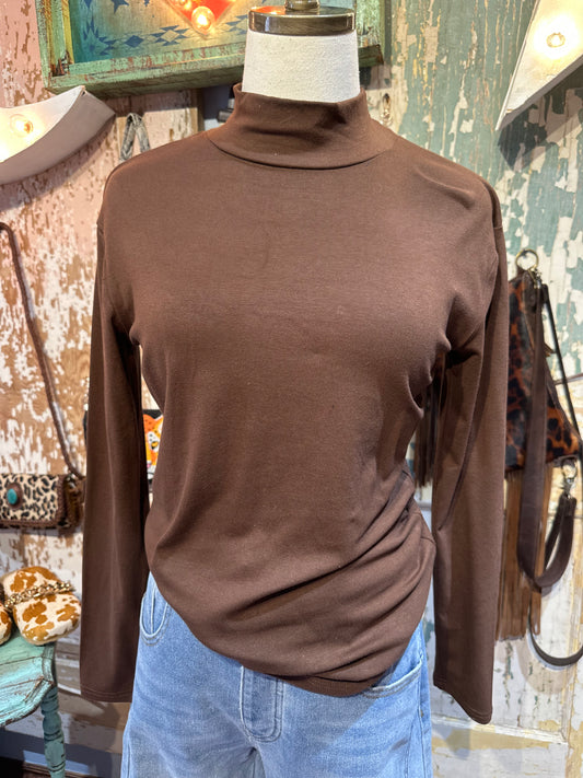 Brown Turtleneck Top
