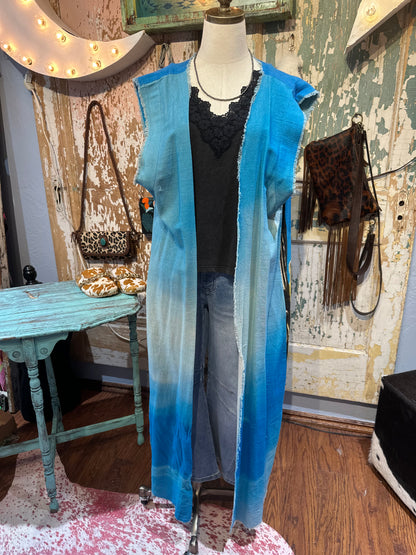Linen Desert Blue Vest