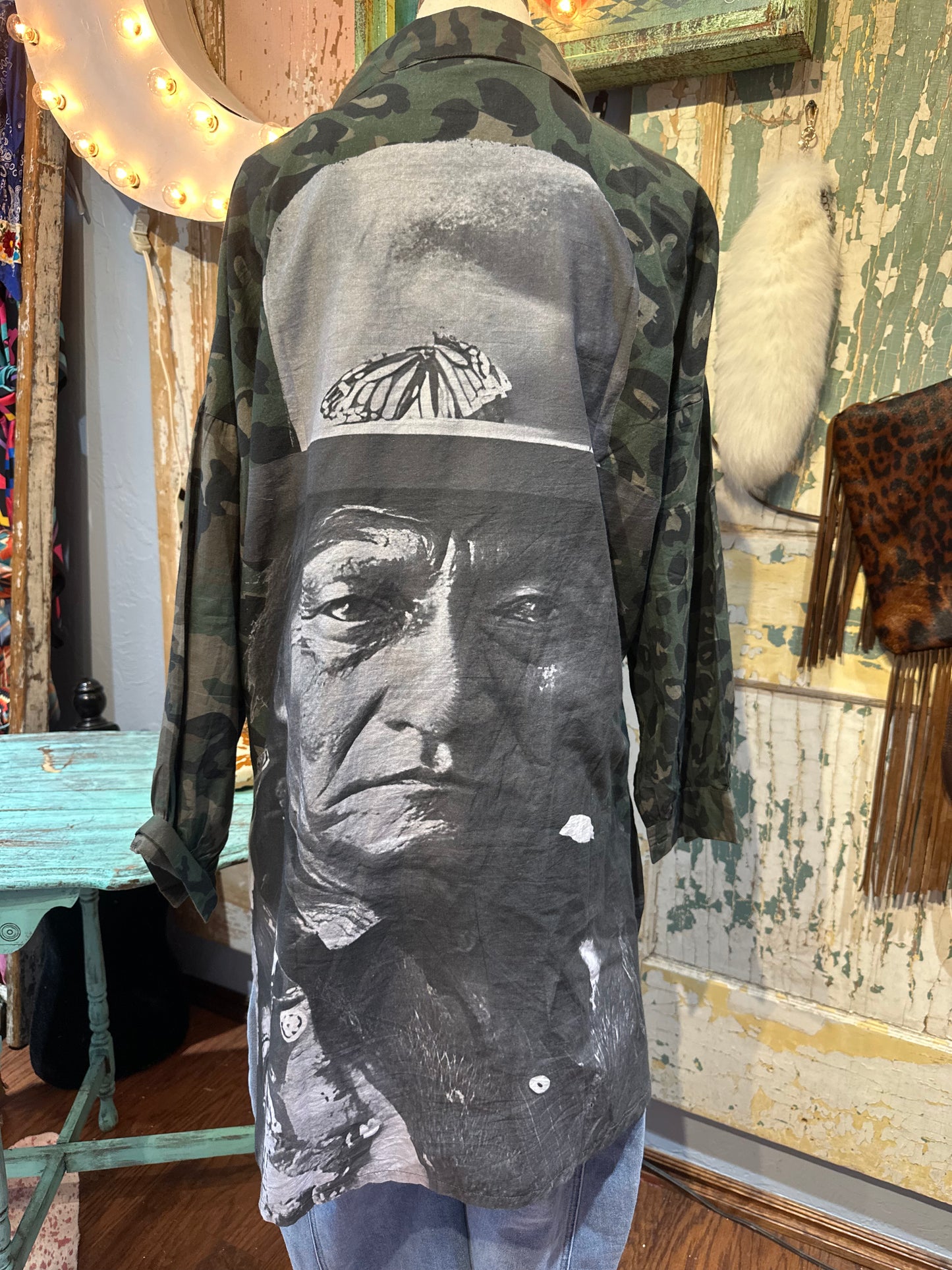 I Love Linen Camo Chief Top