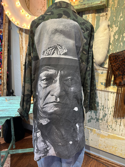I Love Linen Camo Chief Top
