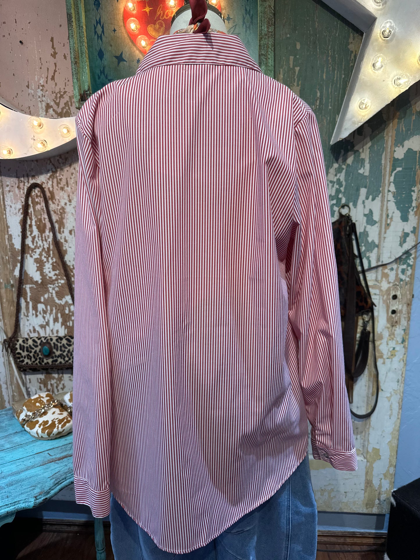 I Love Linen Striped Red Top