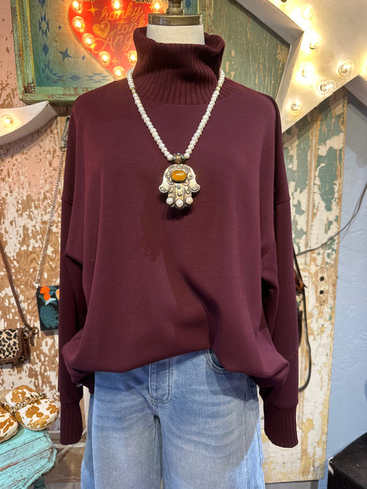 Modal Cherry Turtleneck Sweatshirt
