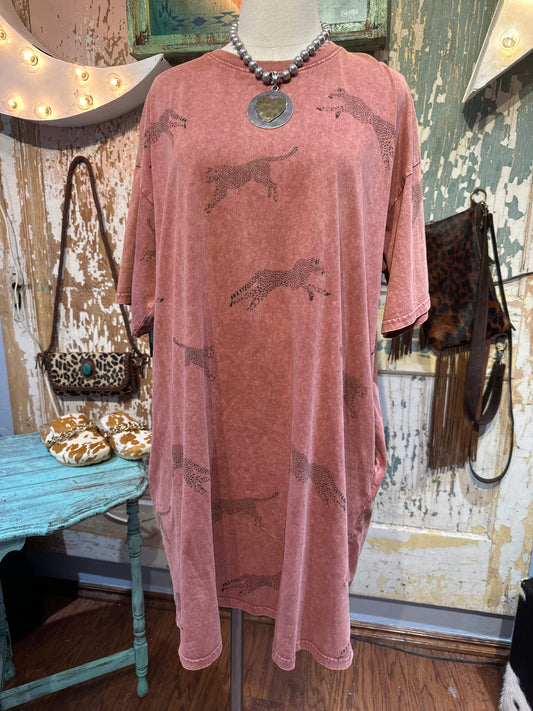 Easel Vintage Red Cheetah Dress