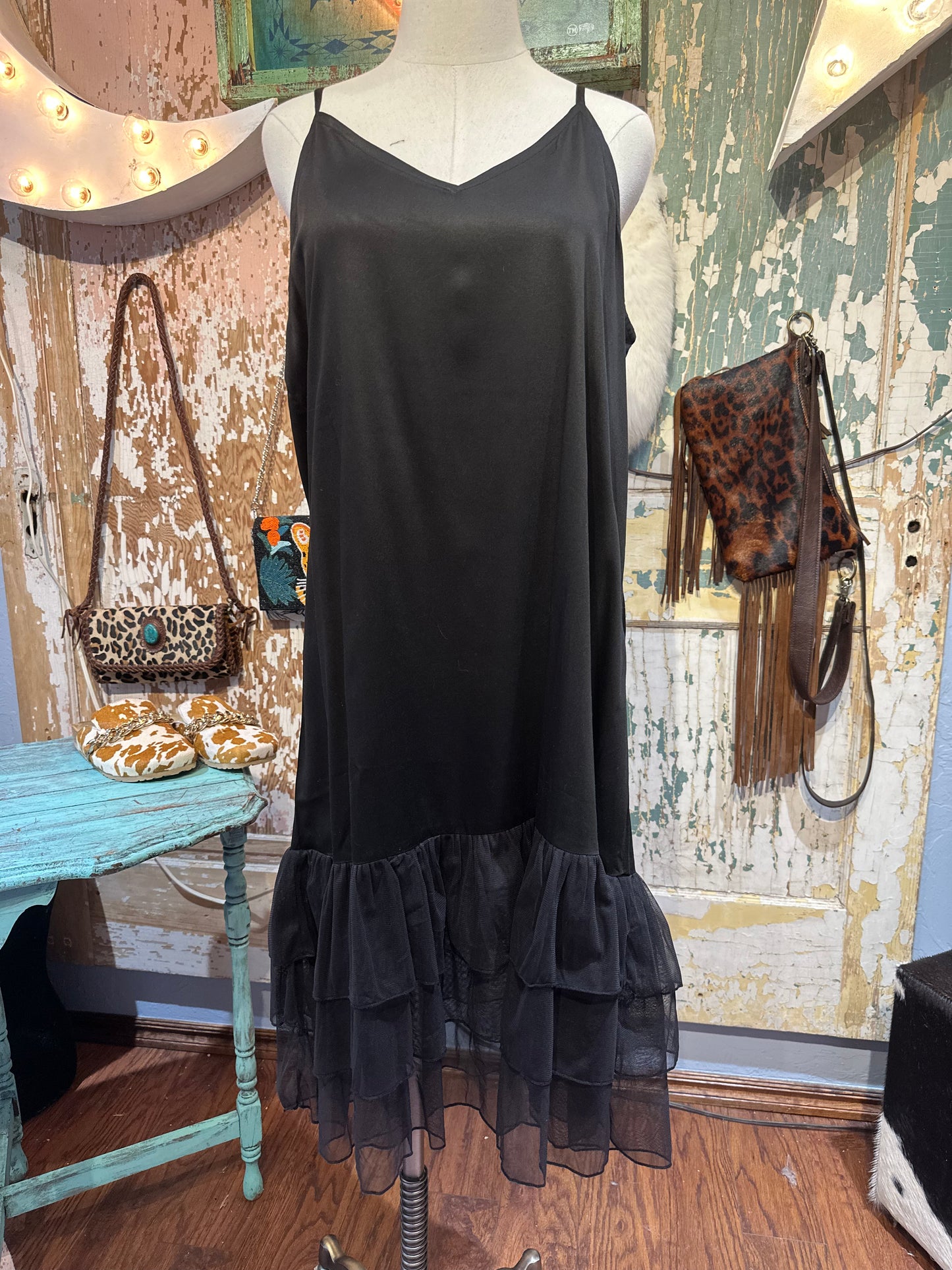 I Love Linen Black Slip Dress