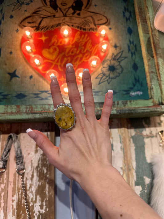 Mustard Stone Stretchy Ring