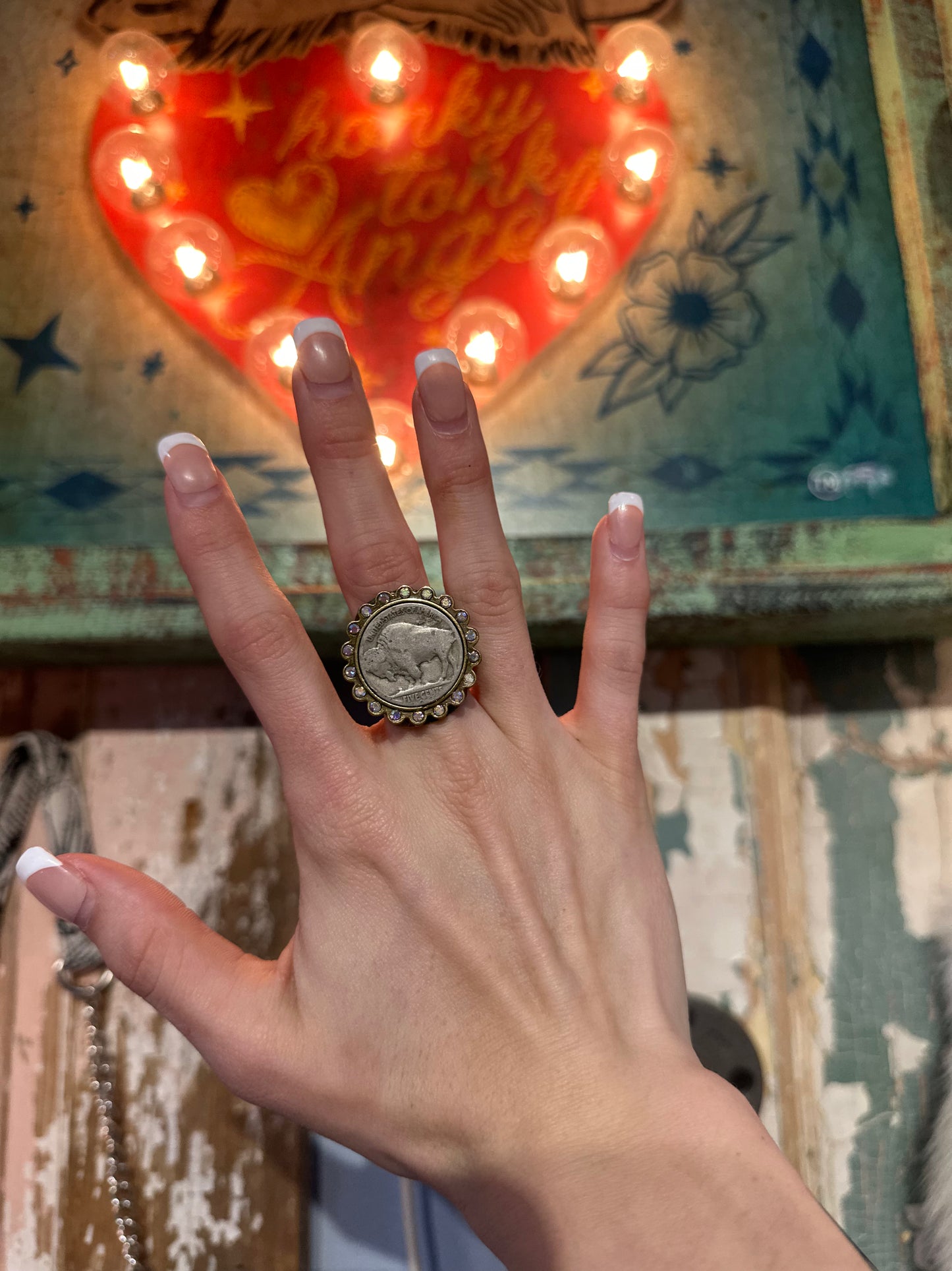 Sandra Ling Bronze Buffalo Coin Adjustable Ring