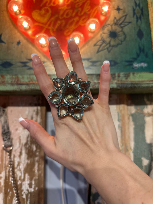 A Rare Bird Aquamarine Adjustable Ring